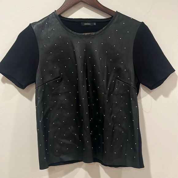 Moma Faux Leather Blouse - Size 36 - Picture 1 of 5